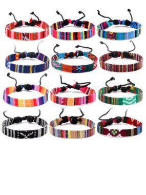 (Set of 12pcs) Boho Surfer Beach Bracelet Friendship Bracelets Handmade Braided